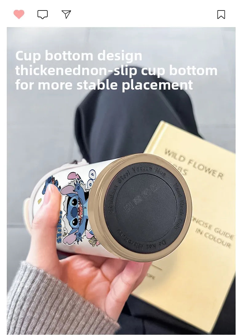 Disney Cup Anime Lilo & Stitch Water Bottle Water Cup Student Kid Anime Stitch Insulated Cup Stainless Steel Drinking Cups Gifts