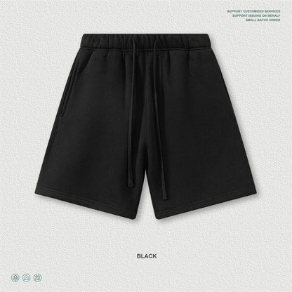 ZODF Trendy 2025 Autumn Winter Men Warm Soft Fleece Shorts Unisex Casual Hip Hop 345gsm Solid Shorts Brand Bottoms HY1173