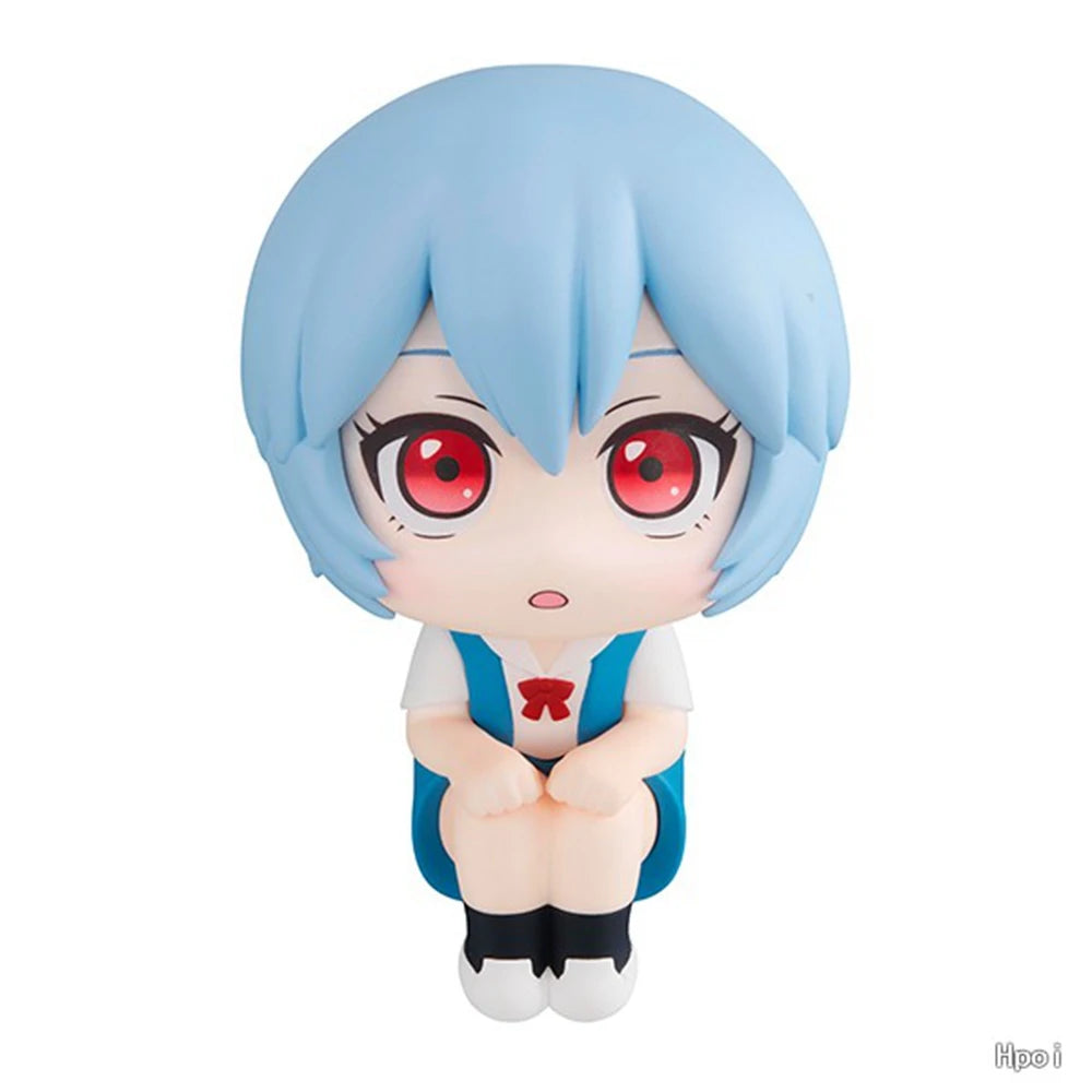 10CM Anime Evangelion Ayanami Rei Figure Souryuu Asuka Langley Look Up EVA Sitting Model Toy Doll Aciton Figure PVC Ornament