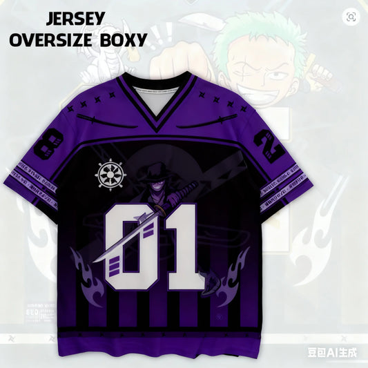 2526 New Bandai Anime One Piece Luffy Summer Jersey T-shirt Oversized 3D Adult and Children's Multifunctional Top Christmas