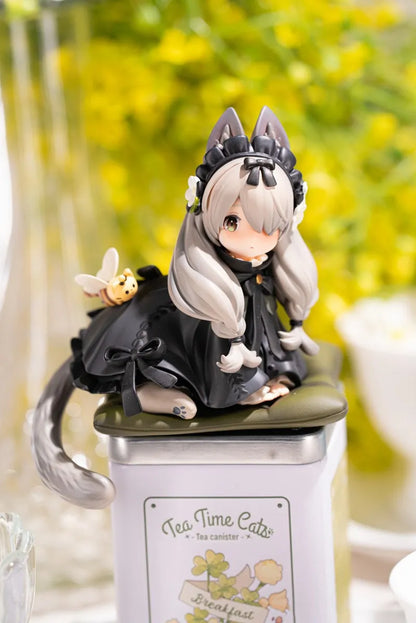 12cm Tea Party Cat Anime Figure Q Version Kawaii Tea Time Cats Tea Pot Cat Action Figure Collection Model Japanese Dolls Hobbies