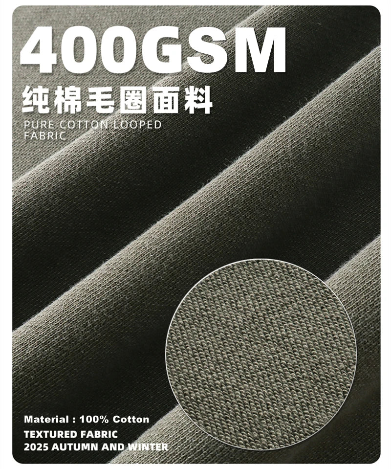 ZODF Retro Heavy Weight 400gsm Washed Cotton T-Shirts For Man Unisex Full Sleeve Turn Down Collar T Shirt Brand Tops HY1087