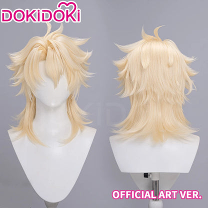 IN STOCK Varka Durin Rerir Wig Game Genshin Impact Song of the Welkin Moon DokiDoki Knights of Favonius Varka Wig Halloween Horn
