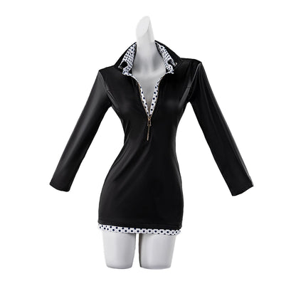 Nicoo Robinn Cosplay Costume Anime Cosplay DokiDoki-N Miss Allsundayy Women Sexy Blue Dots Black Dress Nicoo Robinn Cosplay