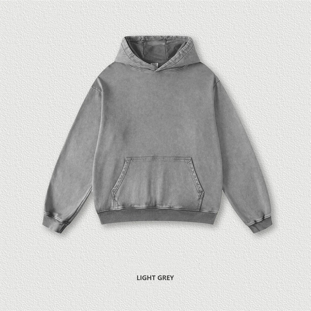 ZODF Retro Men Heavyweight Washed Cotton Hoodies Unisex Loose Thick 420gsm Hooded Sweatshirts Pullovers Coats HY0466