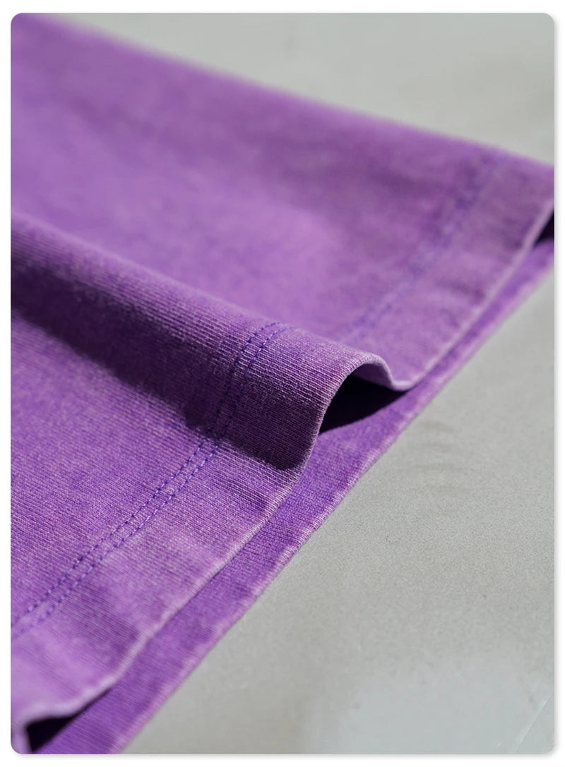 ZODF New Summer Men Washed Batik Cotton T Shirts Unisex American Retro High Street 270gsm Short Sleeve Tees Streetwear HY0489