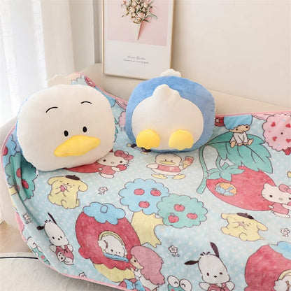 Kawaii Sanrio Plush Throw Pillow Pillow Blanket Pekkle Plush Doll Cute Anime Plush Doll Toys Gifts For Girls