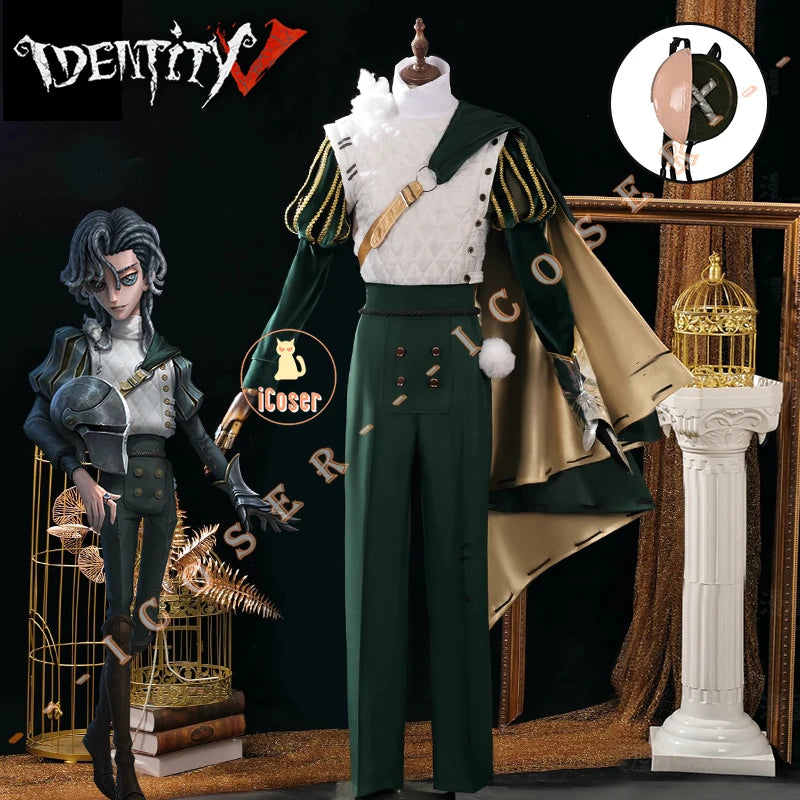 Identity V Knight Cosplay Costume Wig Uniform Richard Sterling Glasses Roy Ramit Halloween Party for Women Men Carnival Cos Prop