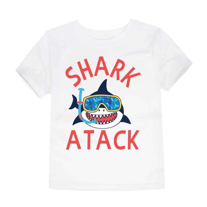Boys Clothes Cotton Kids Toddlers 2 to 3 4 5 6 7 8 9 10 11 12 Years Dark Blue Shirt Short Shark Tops Designer Children Clothing