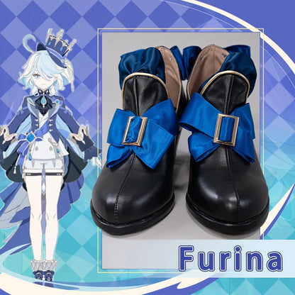 UWOWO Furina Cosplay Shoes Game Genshin Impact Furina Boots Focalors Hydro Archon Fontaine Rococo Style Cospaly Shoes