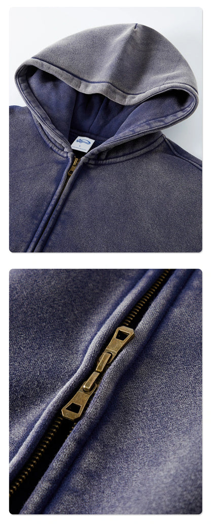 ZODF New Winter Men Batik Washed Zipper Hoodies Women Unisex Loose Thick Warm 360gsm Fleece Hooded Coat Sweatpants Set HY0713