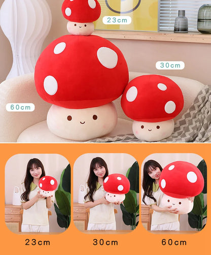23/30cm Cute Vegetables Kawaii Red Mushrooms Shii-take Plush Soft Toy Stuffed Dolls Home Decor Gift For Girl Boy Birthday