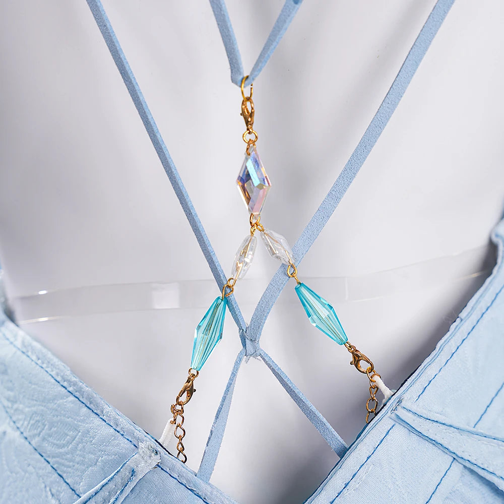 Genshin Impact Lauma Cosplay Costume Wig Dress Uniform Headwear Earrings Frostmoon Scions Halloween Party for Women Girls iCoser