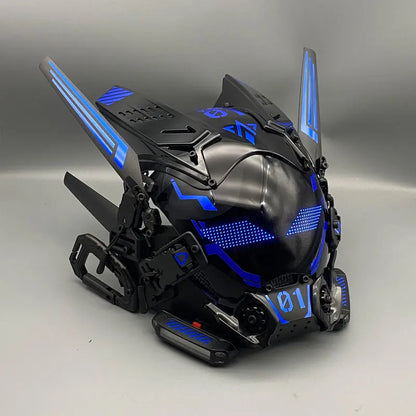 Cyber Punk Cos Mask Cosplay Mech Soldier With LED Light Rolling Subtitles Screen Mask Technology App Control Helmet Party Props