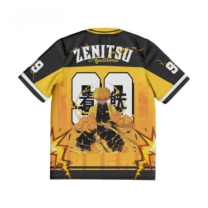 Demon Slayer Zenitsu Agatsuma Anime Series Number 99 Jersey Oversize Kpop Baseball Hockey Outfit T-shirt Daily Unisex Tops Tees