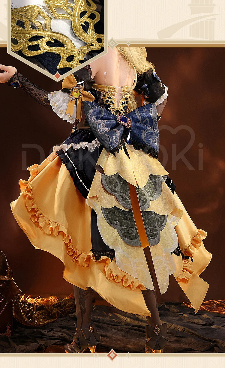 IN STOCK Navia Cosplay Costume Game Genshin Impact DokiDoki-SR Women Halloween Costume Metal Accessories Medieval Navia Wig