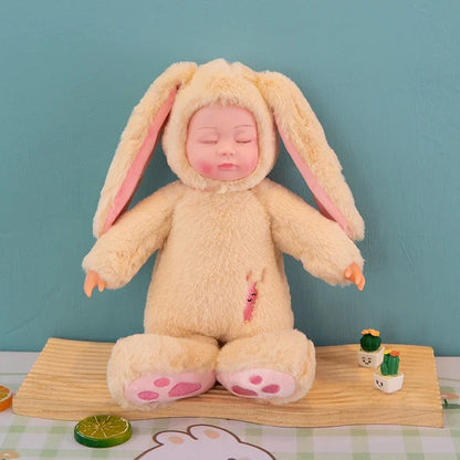 Lifelike Reborn Baby Dolls Soft Body Realistic Newborn Dolls Sleeping Girl Dolls Stuffed Toy Easter Stuffed Animal Bunny Rabbit