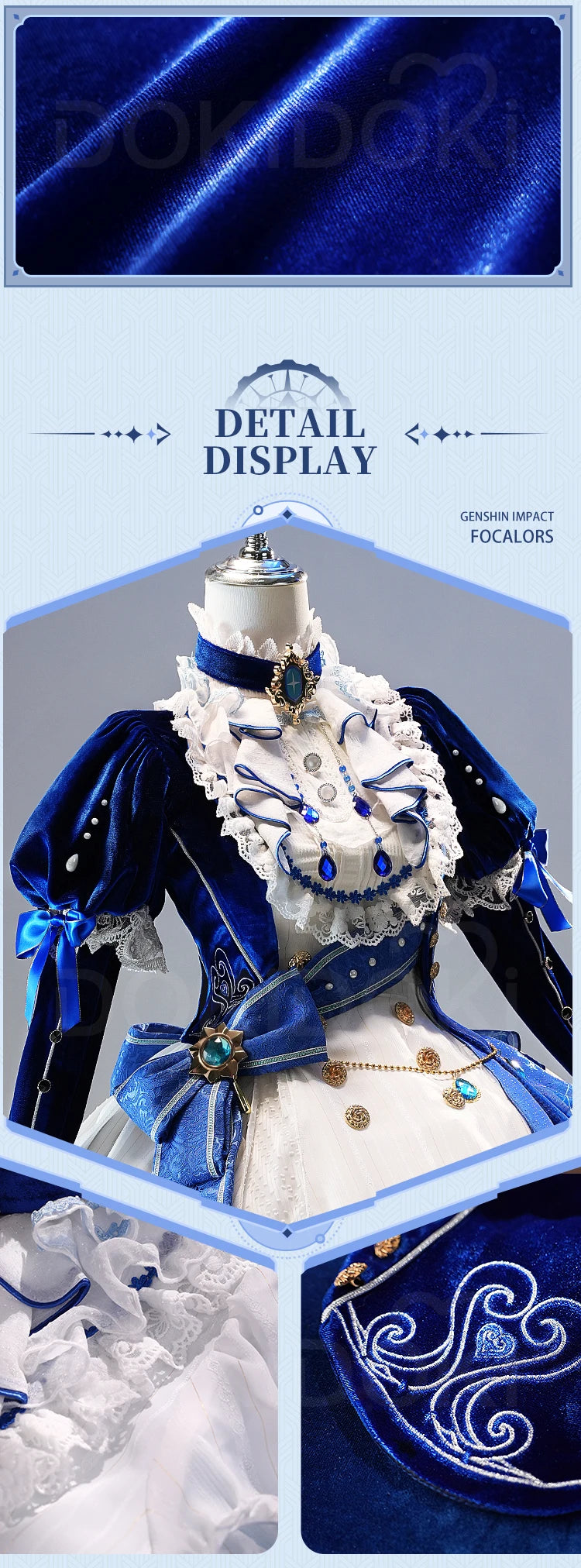 IN STOCK Focalors Furina Doujin Cosplay Costume Game Genshin Impact DokiDoki-SR Fontaine Hydro Focalors Women Waltz Dress Lolita