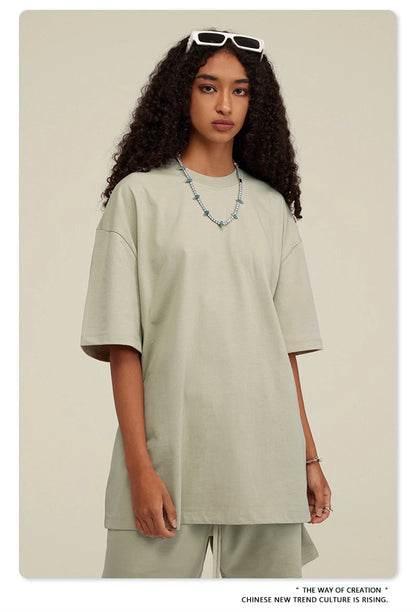 ZODF New 2025 Heavy Weight 305gsm Solid Cotton T Shirts For Men Unisex Summer Oversized Noshrink Basic T-Shirt Brand Tops HY0475