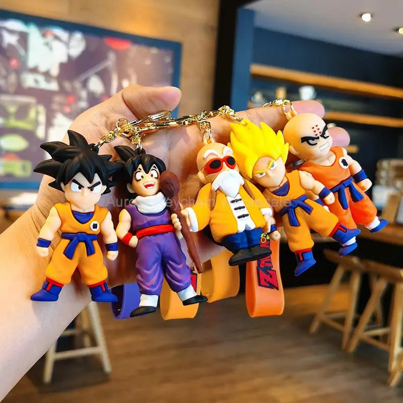Kawaii Anime Dragon Ball Keychain Z Super Saiyan Son Goku Bulma Broly Piccolo Majin Buu Series Car Pendant Keyring Toys Gifts