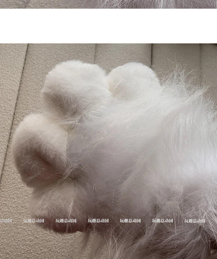 Anime Cute Cat Claw Glove Plush Toy Turn Into Cat Cosplay Props Funny Gloves White Black Grey Plushies Costume Accessories Glove