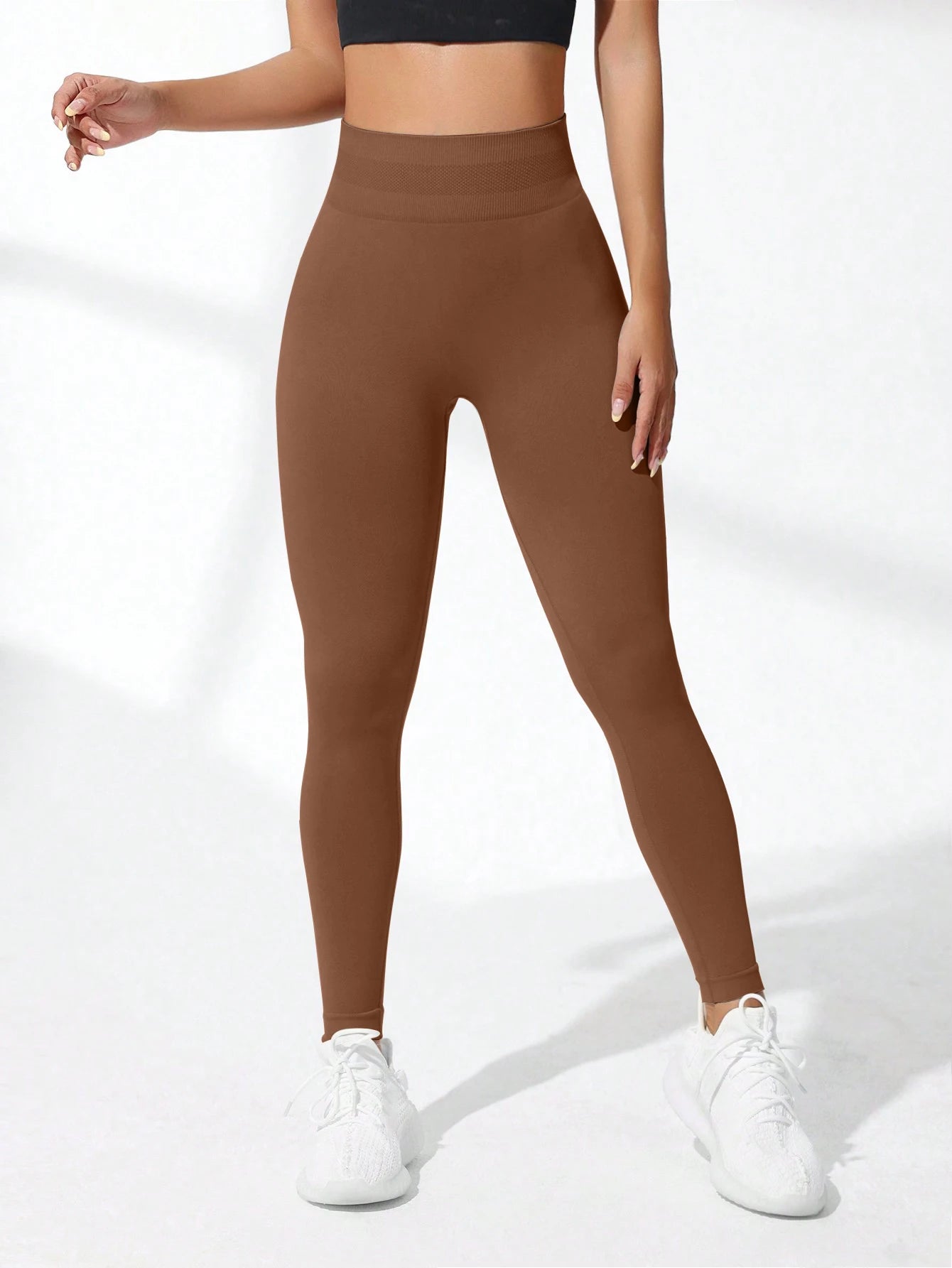 Women’s High Waist Seamless Yoga Leggings Stretch Butt Lifting Breathable Gym Pants - Coffee / M