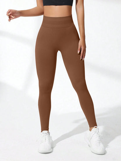 Women’s High Waist Seamless Yoga Leggings Stretch Butt Lifting Breathable Gym Pants - Coffee / M