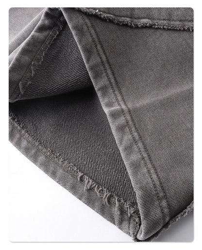 ZODF Retro Men Heavy-Weight Washed 430gsm Shorts Unisex High Street Patchwork Summer Distressed Cotton Shorts HY1035