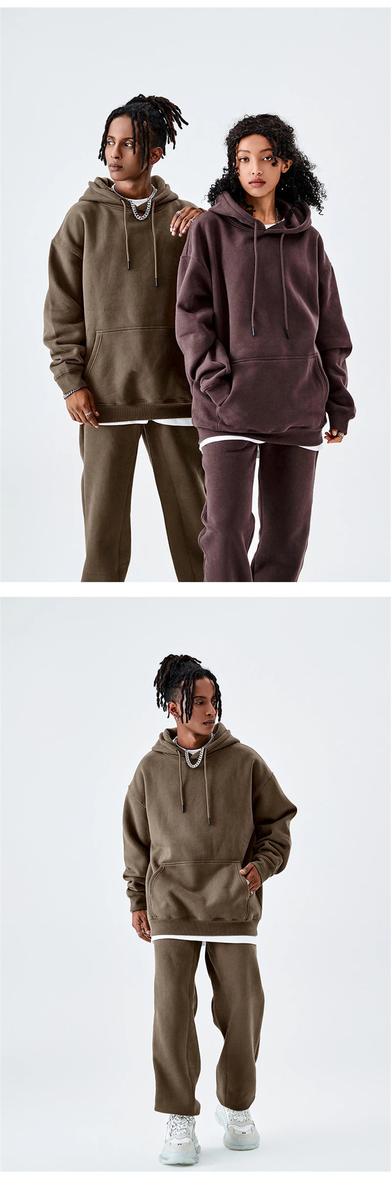 ZODF Casual Winter Men 350gsm Fleece Hoodie Unisex Loose Warm Solid Hooded Sweatshirt Pullover 18 Colors HY0728