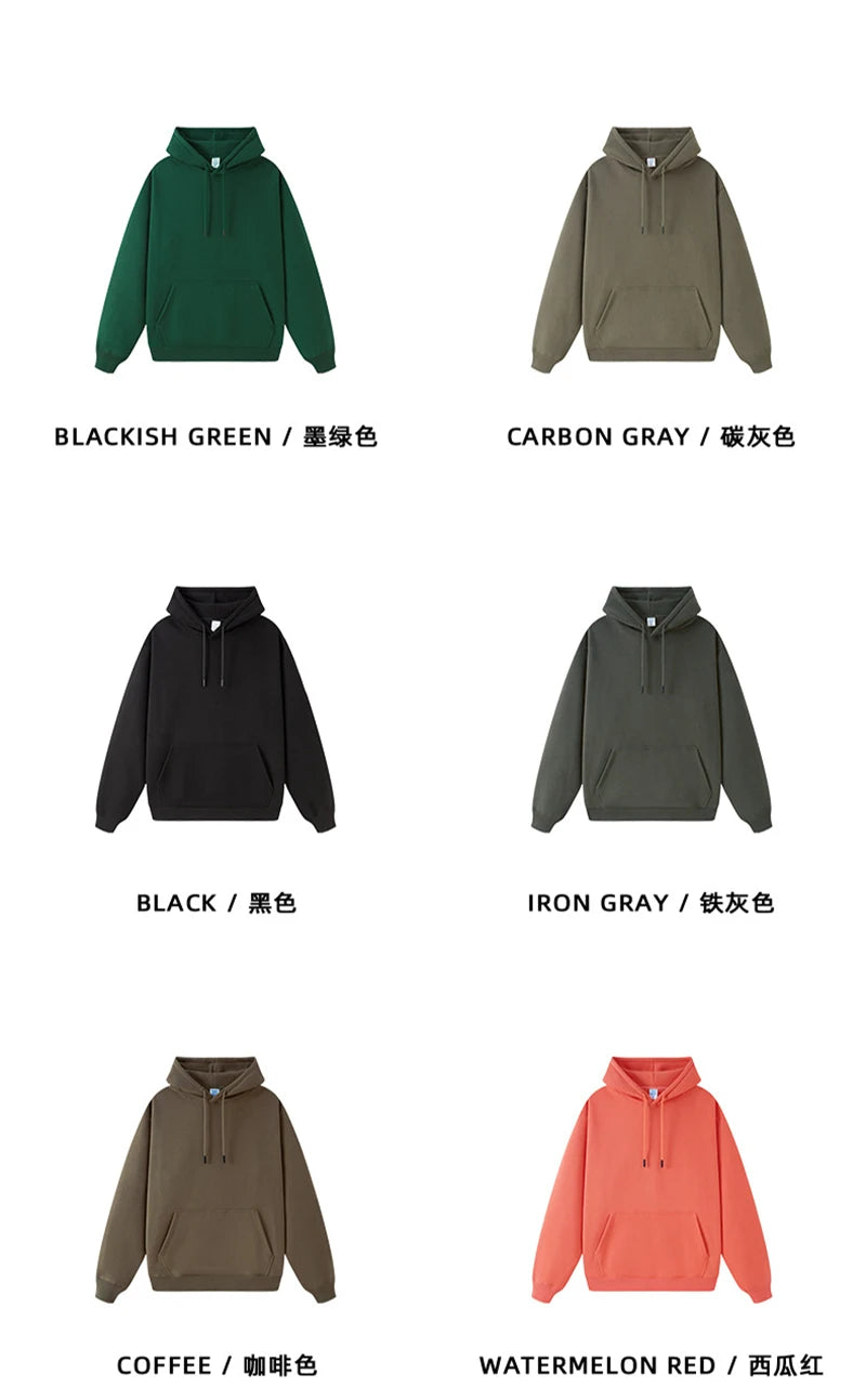 ZODF Casual Winter Men 350gsm Fleece Hoodie Unisex Loose Warm Solid Hooded Sweatshirt Pullover 18 Colors HY0728
