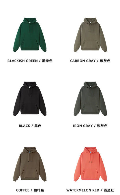 ZODF Casual Winter Men 350gsm Fleece Hoodie Unisex Loose Warm Solid Hooded Sweatshirt Pullover 18 Colors HY0728