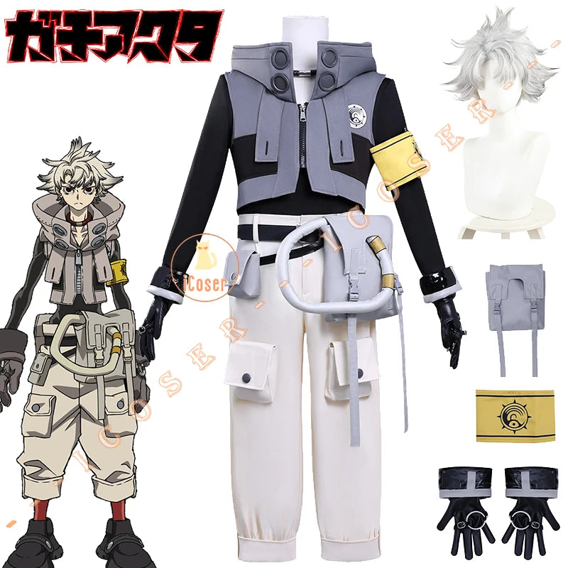 Anime Gachiakuta Rudo Surebrec Cosplay Costume Wig Uniform Jacket Gloves Bag Akuta Cleaners Halloween Party for Women Men iCoser