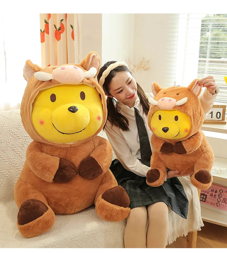 Disney 35-65cm Large-sized Winnie The Pooh Plush Toy with A Removable Hat A Cuddly Doll for Sleeping and Hugging Festival Gifts