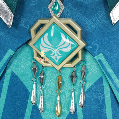 Lan Yan Cosplay Costume Wig Dress Genshin Impact Headwear Liyue Spring Woven From Jade Halloween Party for Women Girls Accessory