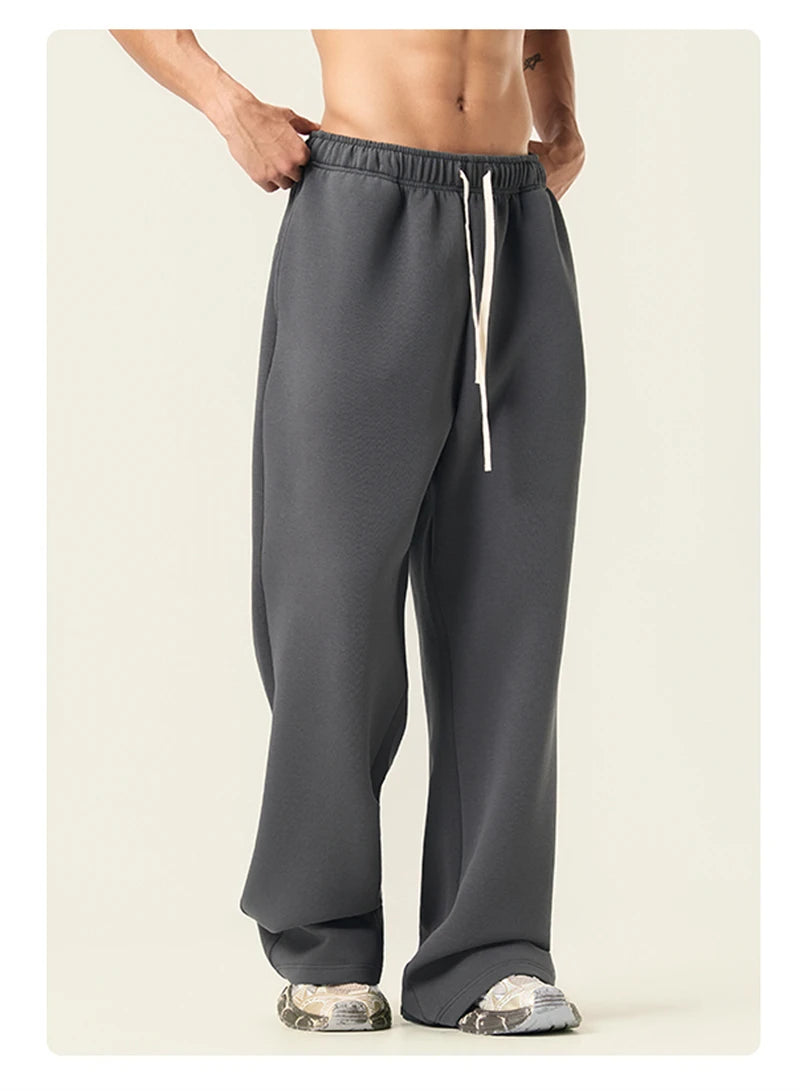 ZODF Casual 350gsm Fleece Unisex Loose Fit Wide Leg Straight Pants Warm Sport Trousers Winter HY0037