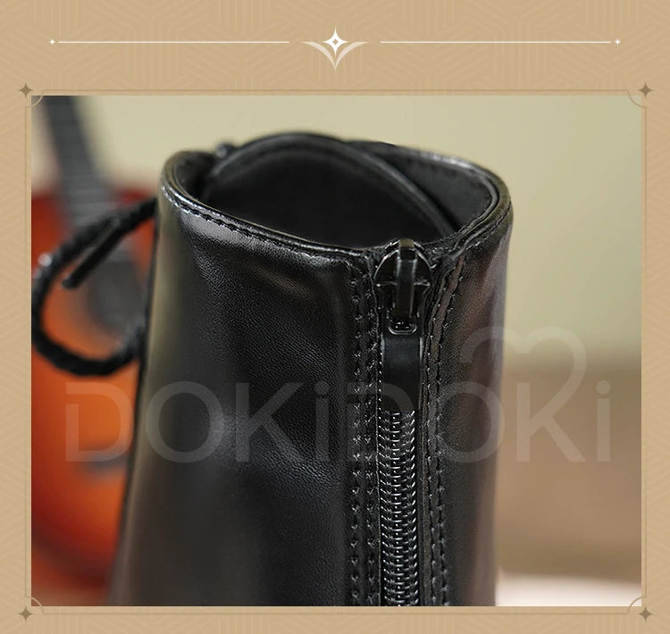 Women Men Cosplay Shoes Daily Boots DokiDoki Black 5cm Flat Bottom Shoes Cosplay Props
