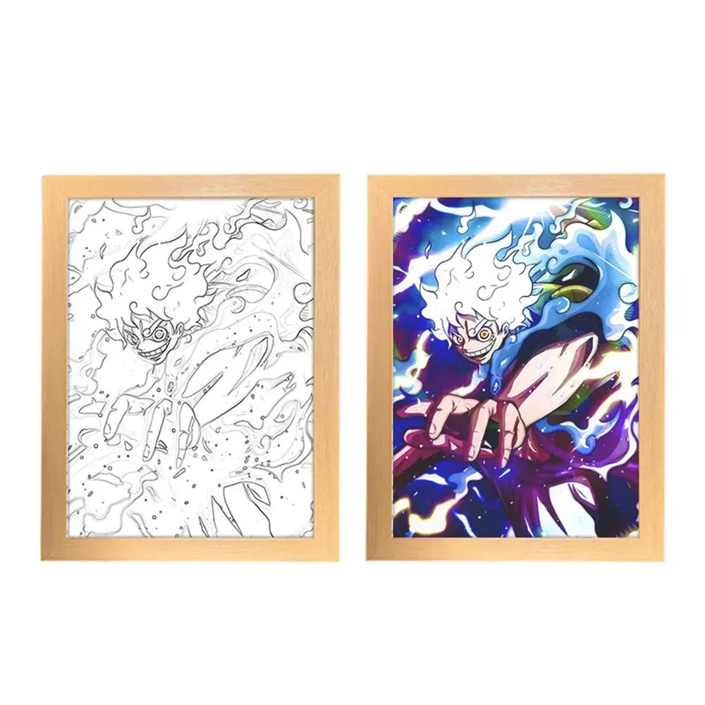 One Piece Creative Photo Frame Night Light Toy Anime Character Luffy Zoro Night Light Bedside Decoration Painting Christmas Gift