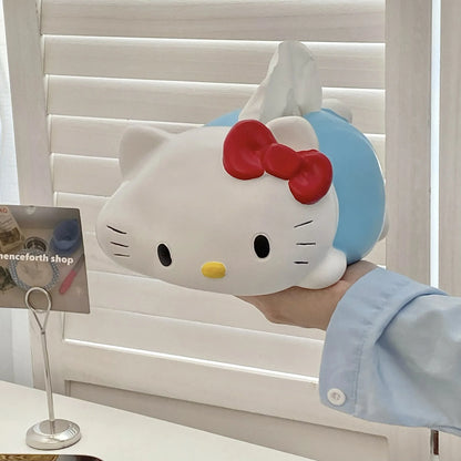 New Sanrio Hello Kitty Tissue Box Cute Party Paper Drawing Box Creative Design Napkin Storage Box