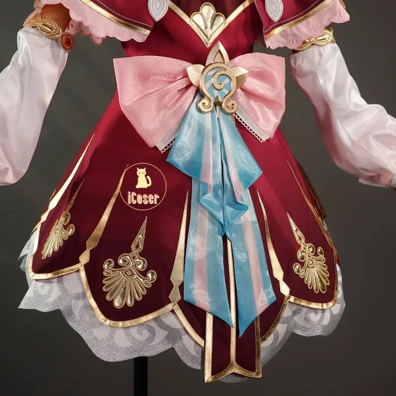 iCoser Honkai Star Rail Hyacine Cosplay Costume Wig Dress Uniform Hat Metal Props Amphoreus Halloween Party for Women Girls Set