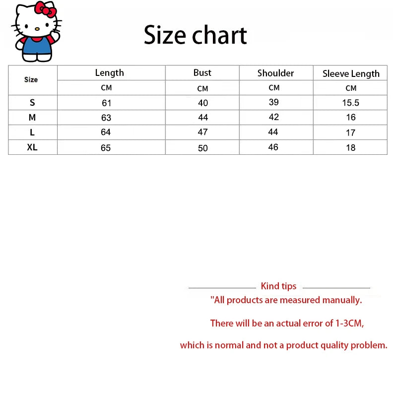 Summer Hello Kitty casual short-sleeved T-shirt for women loose Korean fashion Y2K top Sanrio clothes streetwear T-shirt