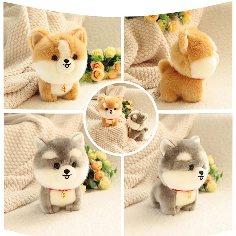 ZU Kawaii Teddy Pets Lifelike Fluffy Puppy Soft Doll Cute Small Chow Pomeranian Corgi Yorkie Dog Plush Toys Gift For Girl