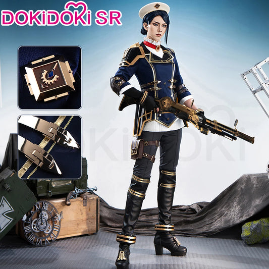 Caitlyn Cosplay Costume Anime Cosplay【S-3XL】DokiDoki-SR Women Halloween Uniform Caitlyn Cosplay Armor Hat Metal Plus Size