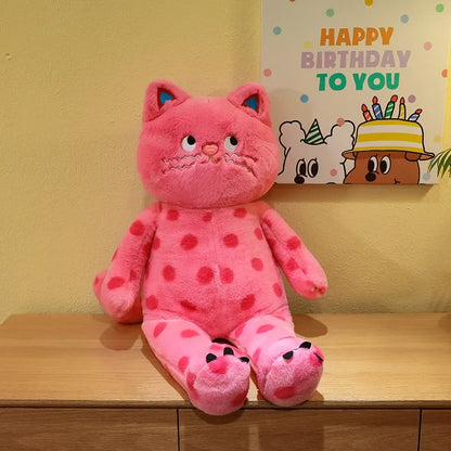 Cute Polka Dot Cat Plushie Doll Internet Famous Plush Toy Cat Doll Pillow Cushion for Girls Sleeping Gift Charming Skin-Friendly