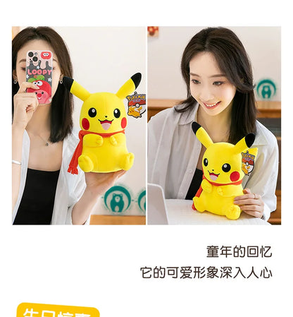 Pokemon Pikachu Plush Toys Anime Pokémon Plushie Dolls 25cm Kawaii Stuffed Pillow Skiing Pikachu Christmas Gifts for Childrens