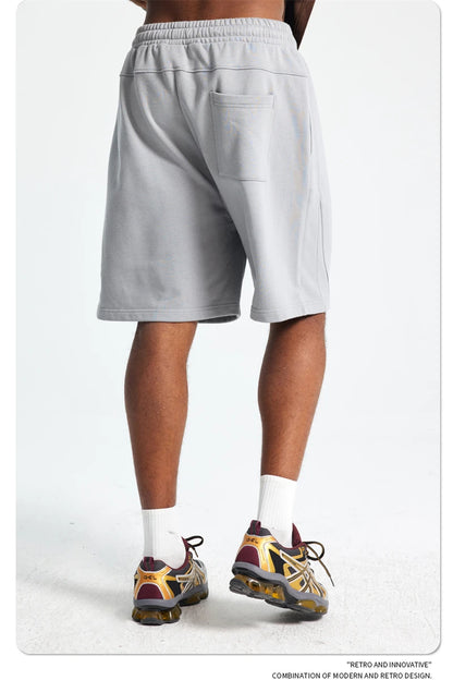 ZODF Trendy 2025 Men Summer Patchwork 345gsm Shorts Unisex Casual High Street Loose Fit Sport Solid Shorts Streetwears HY1053