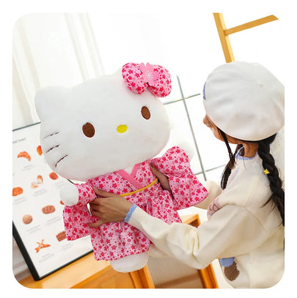 Sanrio Kawaii Hokkaido Japanese Kimono Hello Kitty Plush Toy Cute Sakura Kitten Stuffed Animal Kids Birthday Gift for Children