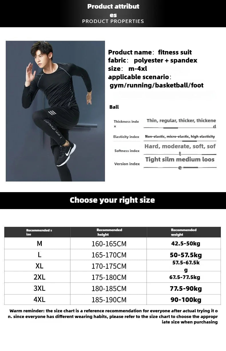 Men’s Winter Fleece-Lined Quick-Dry Warm-Up Sports Set for Running Cycling Fitness Training