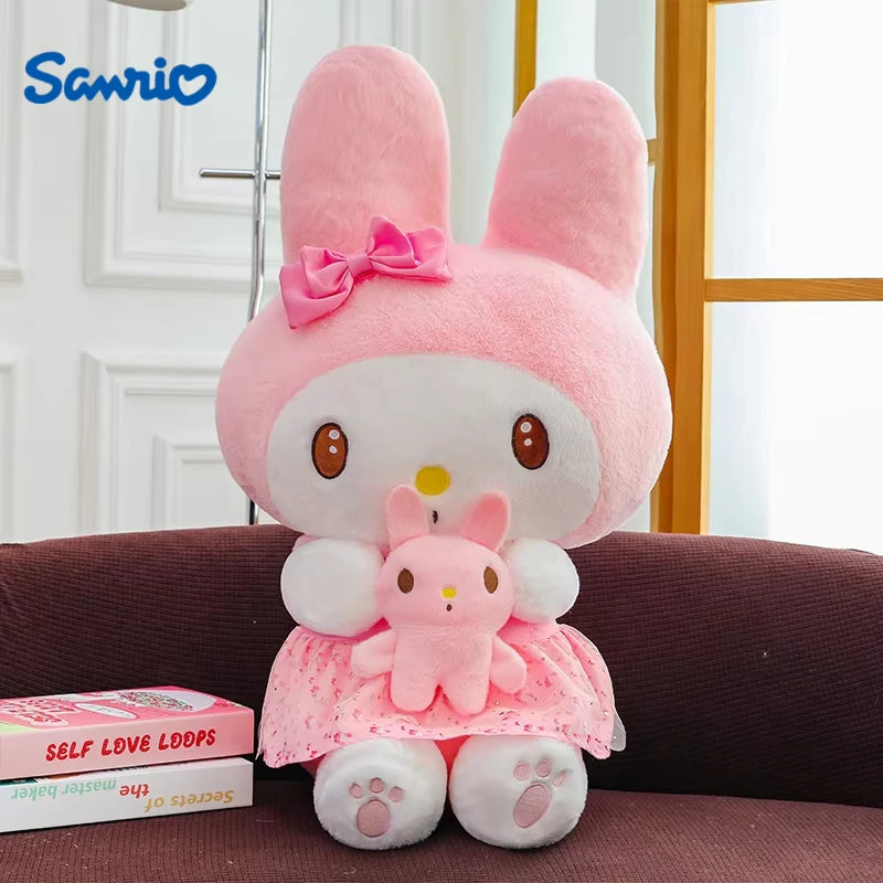 45/55/75CM Big Size Sanrio Hug A Bunny Kuromi My Melody Plushies Cartoon Anime Stuffed Children Toy Comfortable Soft Doll Gift
