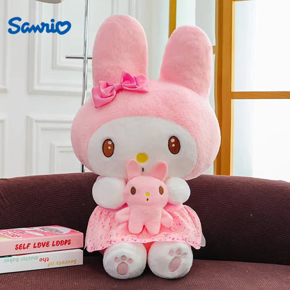 45/55/75CM Big Size Sanrio Hug A Bunny Kuromi My Melody Plushies Cartoon Anime Stuffed Children Toy Comfortable Soft Doll Gift