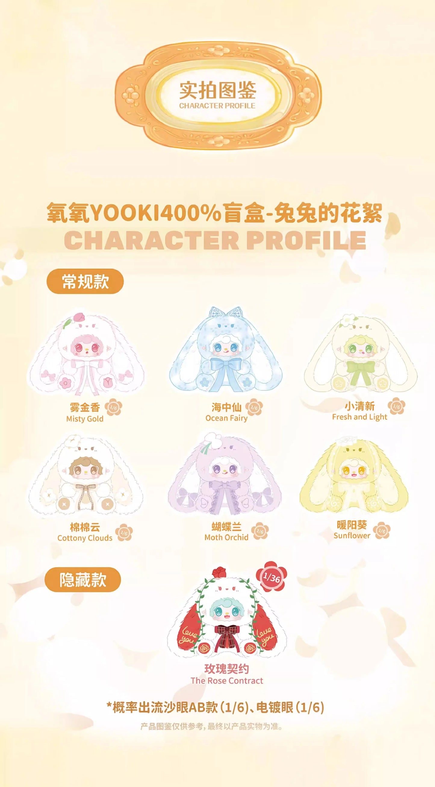 Yooki 400% Bunny'S Florall Fragments Series Vinyl Blind Box Doll Accompany Soft Plush Doll Mystery Box Desktop Ornament Toy Gift